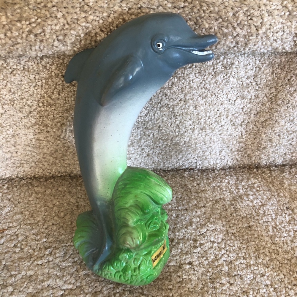 Gray and Green Dolphin money coin Bank Decorative Home Accent